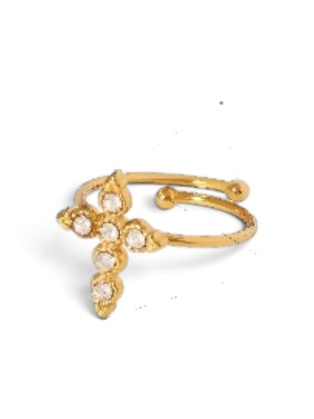18k Gold plated Cross Crystal Adjustable Ring